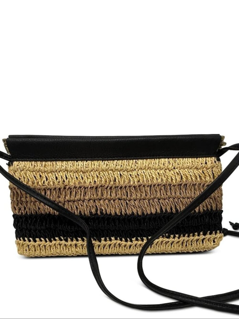 Kempton & Co $325 Cheltenham Clutch Striped Raffia in Ombre Natural Raffia NWT!